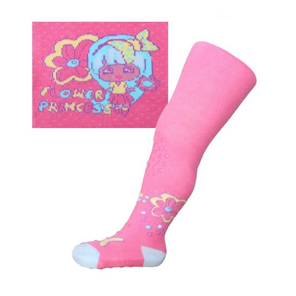 Cotton tights New Baby 3xABS pink flower princess, size 104 (3-4y)