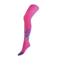 Baby Cotton Tights New Baby Pink with Purple Flowers, size 128 (7-8 years)