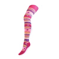 Baby Cotton Tights New Baby Pink with Stripes and Flower, size 128 (7-8 years)