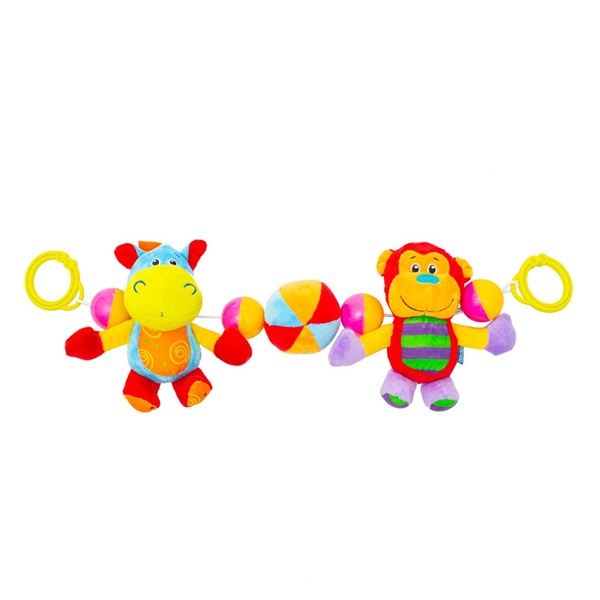 Baby Mix Hippo and Monkey Plush Stroller Rattle