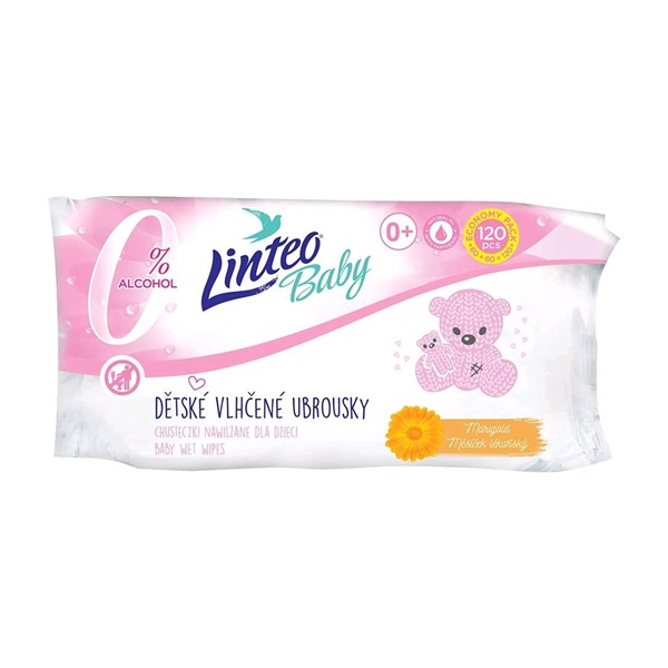 Dětské vlhčené ubrousky Linteo Baby 120 ks Soft and cream - sada 18 ks