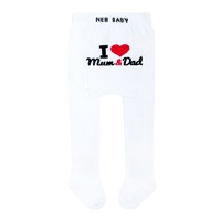 New Baby White I Love Mum and Dad Cotton Tights, size 56 (0-3m)