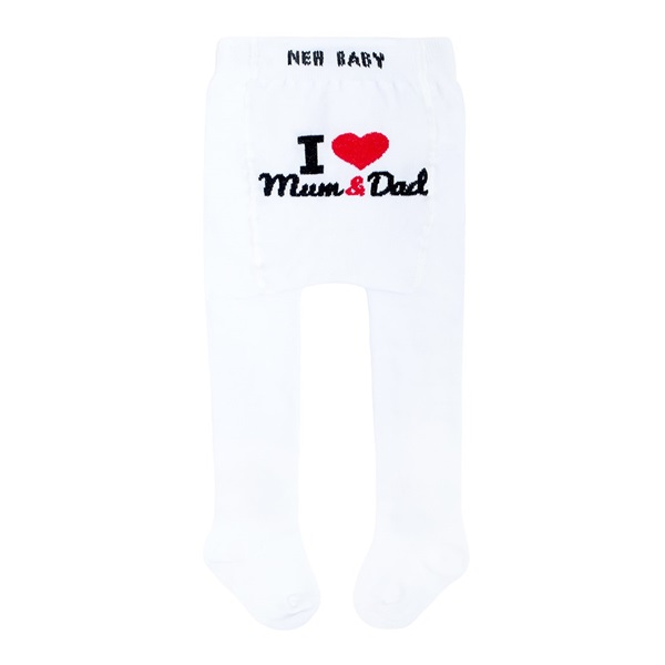 New Baby White I Love Mum and Dad Cotton Tights, size 56 (0-3m)