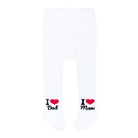 New Baby White I Love Mum and Dad Cotton Tights, size 56 (0-3m)