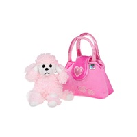 PlayTo Plush Toy Dog in a Purse Pink