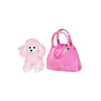 PlayTo Plush Toy Dog in a Purse Pink