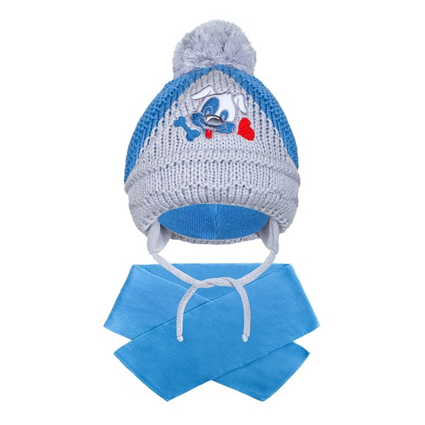 Winter baby hat with scarf New Baby doggy dark blue, size 104 (3-4y)