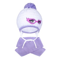 Winter baby knitted hat with scarf New Baby purple, size 104 (3-4y)