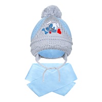 Winter baby hat with scarf New Baby doggy light blue, size 104 (3-4y)