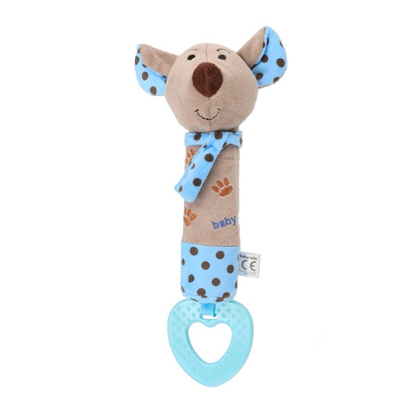 Baby Mix squeaky plush toy with teether Baby Mix mouse blue