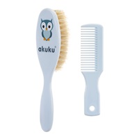 Brush and comb with natural hair Akuku blue