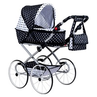 Baby Retro Stroller for dolls 2in1 New Baby Natálka white-black