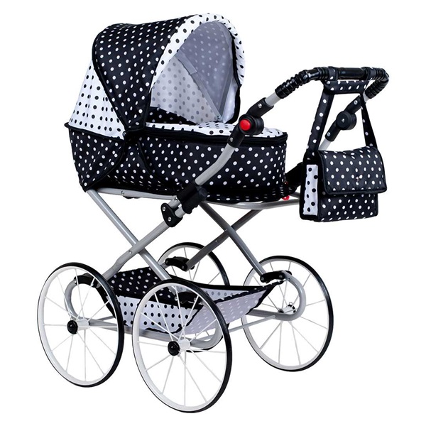 Baby Retro Stroller for dolls 2in1 New Baby Natálka white-black