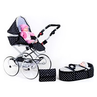 Baby Retro Stroller for dolls 2in1 New Baby Natálka white-black