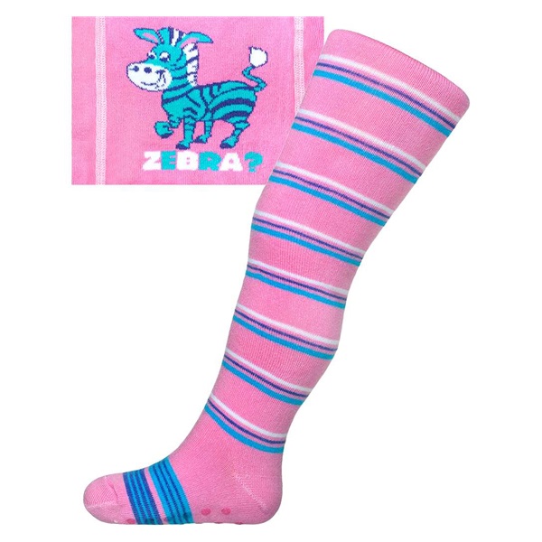 Cotton Tights New Baby with ABS Pink Zebra with Stripes, size 104 (3-4y)