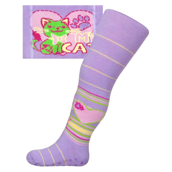 New Baby cotton tights with ABS purple my cat, size 104 (3-4y)