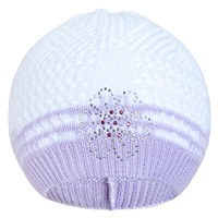 Knitted hat New Baby flower purple, size 104 (3-4y)