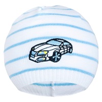 New Baby spring cap with car white and blue, size 86/92