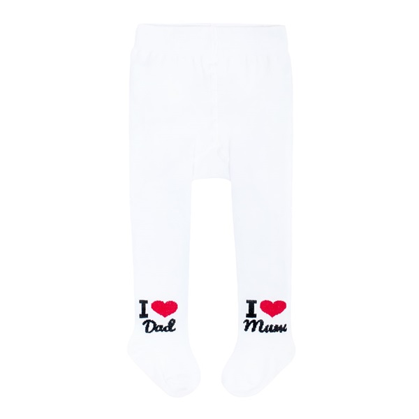 New Baby White I Love Mum and Dad Cotton Tights, size 80 (9-12m)