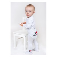 New Baby White I Love Mum and Dad Cotton Tights, size 80 (9-12m)