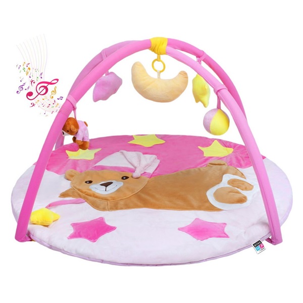 Play blanket with melody PlayTo sleeping teddy bear pink