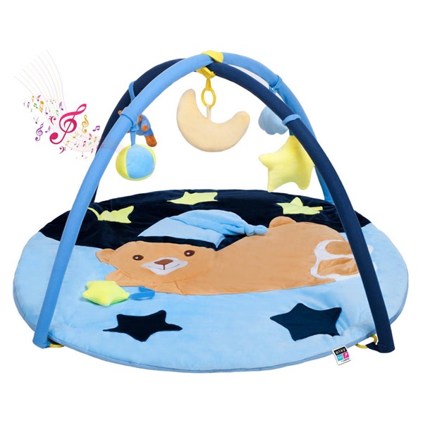 Play blanket with melody PlayTo sleeping teddy bear blue