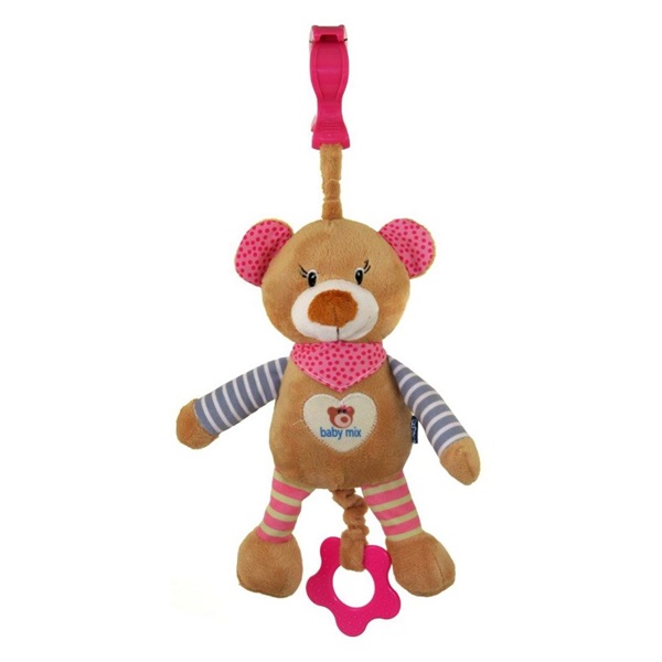 Baby Mix Teddy Bear pink plush toy with toy machine and clip