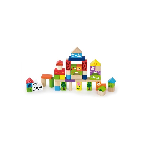 Wooden blocks for children Viga Farm 50 pieces