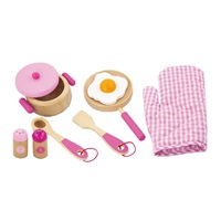 Children's wooden dishes Viga-breakfast pink