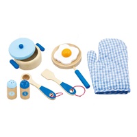 Children's wooden dishes Viga-breakfast blue