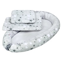 Luxury baby nest with blankets New Baby white and grey stars