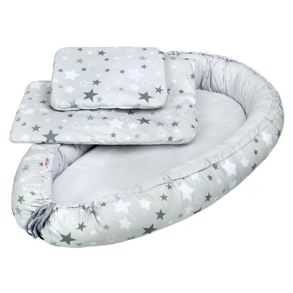 Luxury baby nest with blankets New Baby white and grey stars