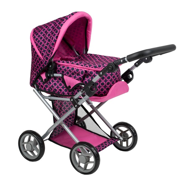 PlayTo Elsa multifunctional doll stroller pink-black