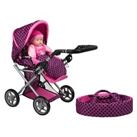 PlayTo Elsa multifunctional doll stroller pink-black