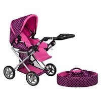 PlayTo Elsa multifunctional doll stroller pink-black