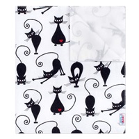 Waterproof flannel pad New Baby white with black cat