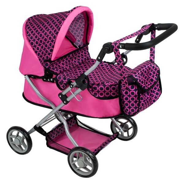 PlayTo Viola Deep Stroller for Dolls Pink and Black