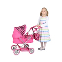 PlayTo Viola Deep Stroller for Dolls Pink and Black