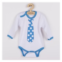 New Baby printed body with turquoise tie, size 62 (3-6m)