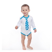 New Baby printed body with turquoise tie, size 62 (3-6m)