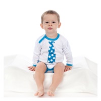 New Baby printed body with turquoise tie, size 62 (3-6m)