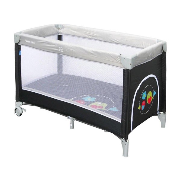 Baby Mix Travel Cot Sparrows dark grey