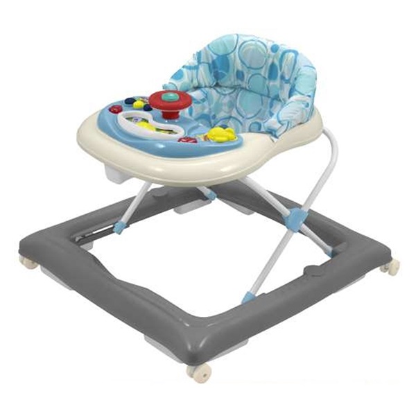 Baby Mix baby walker with steering wheel and silicone wheels grey cream