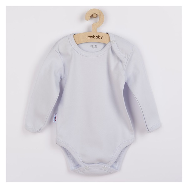 New Baby Pastel Grey Baby Bodysuit with Long Sleeves, size 80 (9-12m)