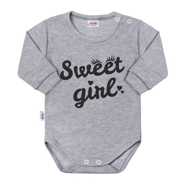 Baby long sleeve body New Baby Sweet girl grey, size 56 (0-3m)