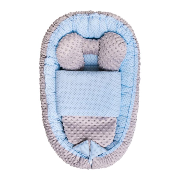 Baby nest with blanket Minky Sweet Baby Belisima blue