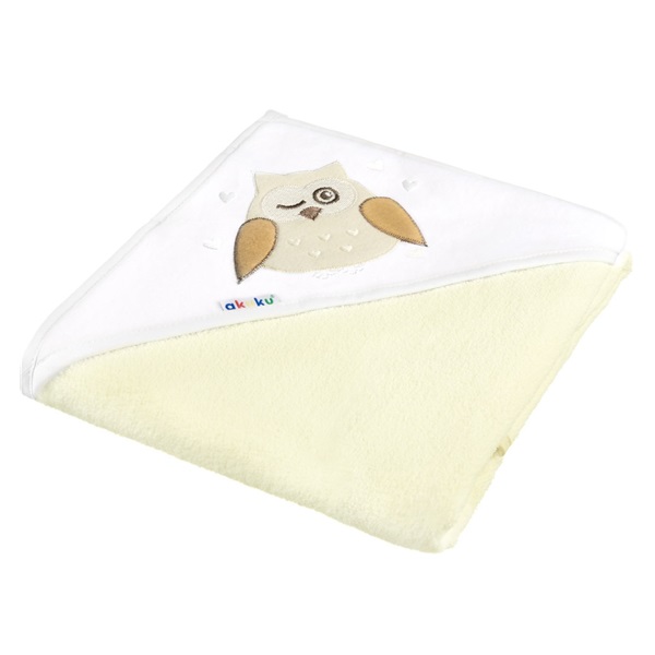 Baby towel 80x80 Akuku beige with owl