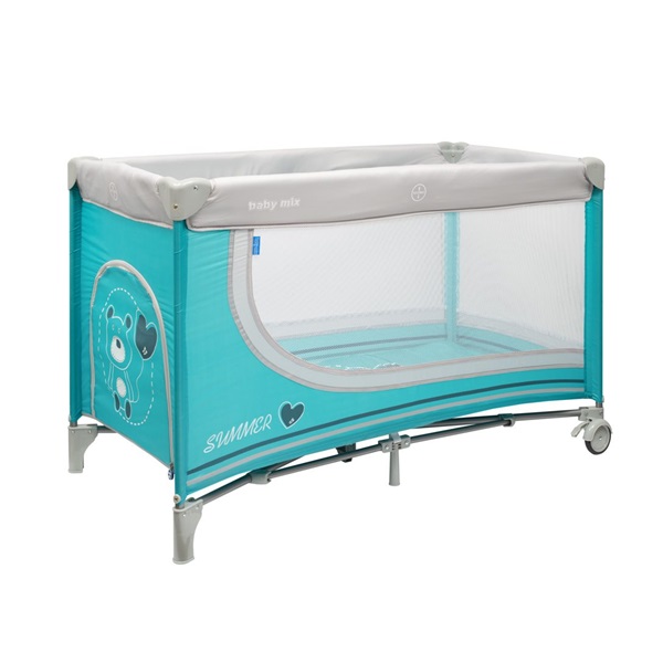 Baby Mix travel cot Teddy Bear blue
