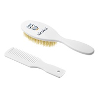 Brush and comb with natural hair Akuku owl white