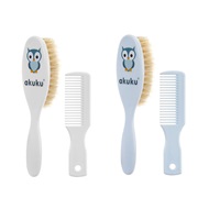 Brush and comb with natural hair Akuku owl white